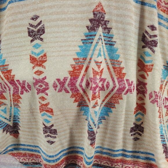 Panhandle Women Sz L Knit Long Sleeve Top Blouse Stretch Aztec Tribal Western - Picture 10 of 11